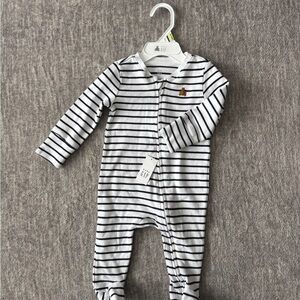 H&M Black and White Striped Baby Footie